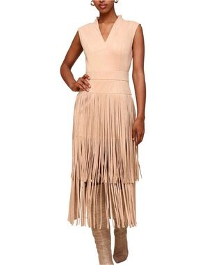 Avec Les Filles Women's Tiered-Fringe
Sleeveless Dress
Sz 8 Color Biscuit NWT